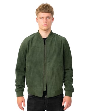 Heren retro geit suède varsity lederen bomberjack-Athene
