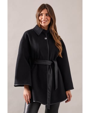 Wool Mix Belted Cape