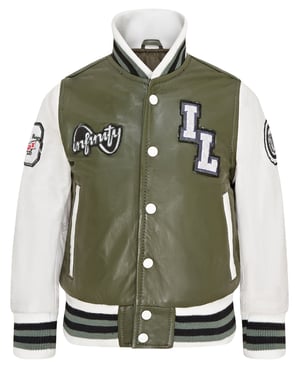 Kids Letterman Leather Varsity College Bomber Jacket