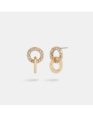 Interlocking Open Circle Pearl Huggie Earrings