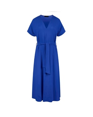 Koningsblauwe jersey midi-jurk met riem