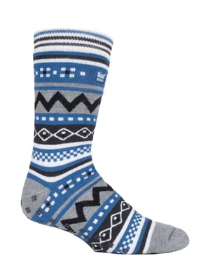 Mens Nordic Patterned Non Slip Thermal Slipper Socks with Grippers