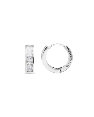 Luxenter oorbellen, essentieel in 925 sterling zilver en gerhodineerd, fonkelende cubic zirkonia