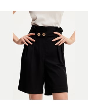 Geplooide bermuda met hoge taille
