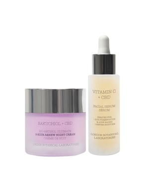 Bakuchiol + CBD | Bio-Retinol Ultimate 8-Hour Renew Night Cream 50ml+ Vitamin C + CBD Serum 30ml