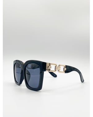 Oversized Sunglasses with Gold chain detail