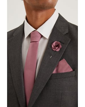 Slim Rose Pink Tie And Pocket Square Set