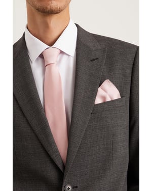 Slim Light Pink Tie And Pocket Square Set