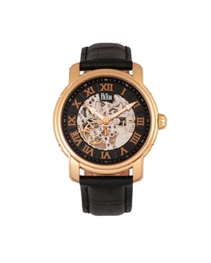Reign Kahn Automatic Skeleton Leather-Band Watch
