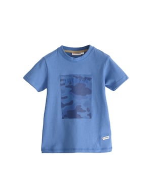 Superga Kinder/Kids Camo Logo T-shirt met kapmouw (Avio Blauw)