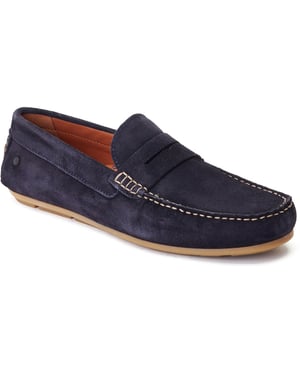 Base London Collins Leren Heren Navy Loafers