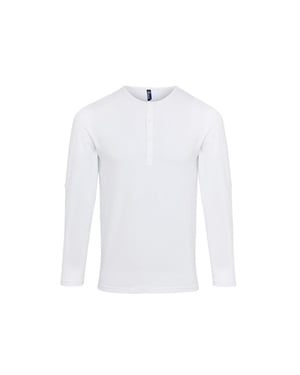 Premier Heren Long John Roll Sleeve T-shirt (Wit)