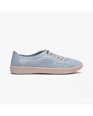 KAMARI Ladies Leather Trainers Pale Blue