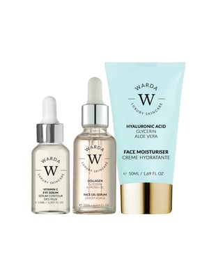 Skin Glow Boost Vitamin C Eye Serum 15ml +Collagen Skin Lifter Boost Oil Serum 30ml + Skin Hydation Boost Hyaluronic Acid Moisturiser 50ml