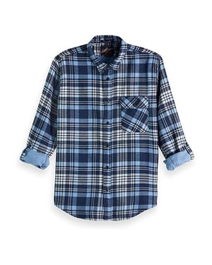 Scotch & Soda Long Sleeve Blue Mens Checkered Shirt 145422 0218