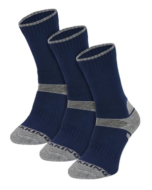 3 Pair Multipack Kids Merino Wool Hiking Socks | Lightweight Anti Blister Socks for Boys & Girls - Navy