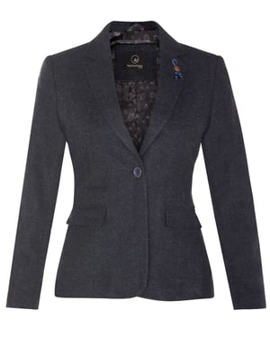 Dames Tweed jaren 1920 visgraat marineblauwe blazer