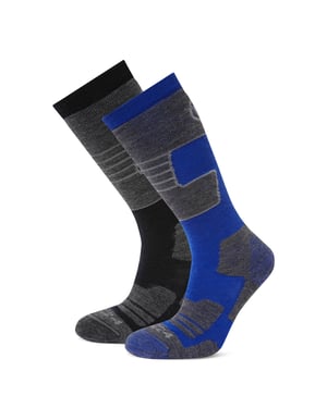 Linz 2 Pack Mens Ski Socks Black/Royal Blue