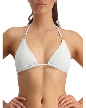 Metallic Chic Triangle Bikini Top White