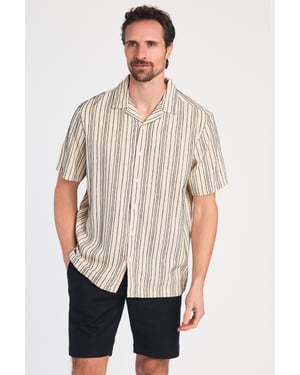 Ecru Resort Style Printed Short Sleeve Shirt