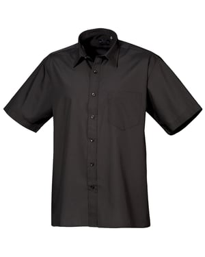 Premier Heren Korte Mouw Formele Poplin Gewoon Werk Shirt (Zwart)