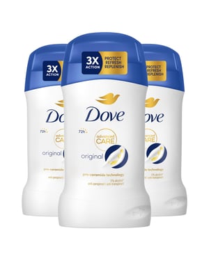 Dove Women Original Anti-Perspirant Deo Stick w/ 72H Sweat Protection 50ml, 3 Pk