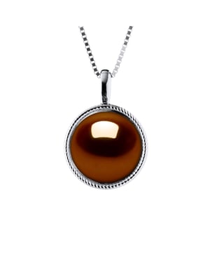 AURA zoetwater parel 9-10 mm Chocolate 925