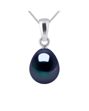 DIADEMA - Pendant- White Gold and Real Freshwater Pearls - Black Tahitian Style