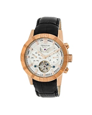 Heritor automatisch Hannibal semi-skelet lederen band horloge