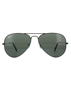 Ray-Ban Sunglasses Aviator 3025 Black Green Polarized 002/58 62mm
