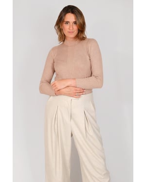 High Neck Ribbed Top
