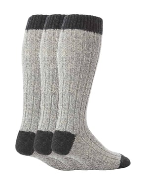 Set van 3 geribbelde kniehoge wollen gebreide laarzensokken voor heren - WFH0035GRY