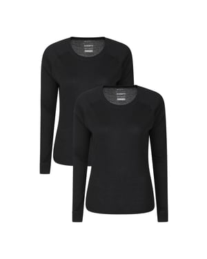 Mountain Warehouse Dames Talus Thermische Basislaag Top (Verpakking van 2) (Zwart)
