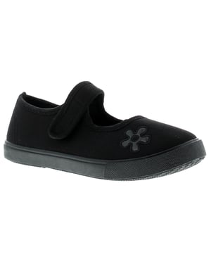 Wynsors Mary Jane 2 Younger Girls School Plimsolls in Black