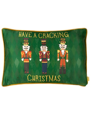 furn. Nutcracker Cracking Christmas Piped Velvet Polyester Filled Cushion