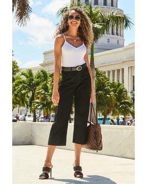 Black Denim Culotte Jeans