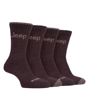 JEEP - 4 Pairs Mens Anti Blister Thick Cushioned Luxury Boot Socks