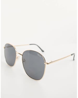 Quay Mens Jezabell Round Sunglasses In Gold/Smoke