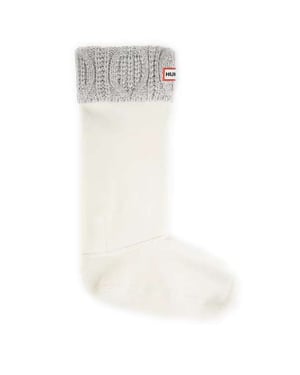 Hunter Original Cable Cuff Tall White Stövelsockor