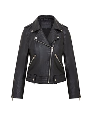 Womens Black Leather Brando Jacket - Chennai