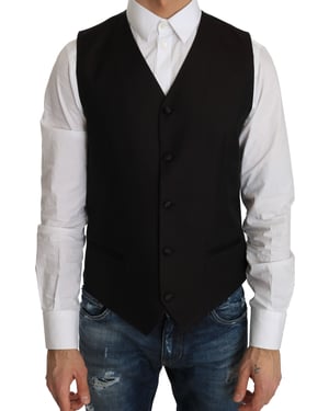Dolce & Gabbana Mannen Zwarte Zijden Jurk Waistcoat