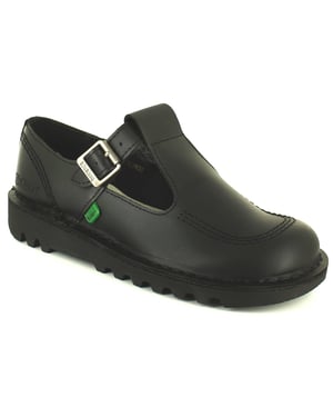 Kickers Womens Shoes Work School Aztec Leather Buckle black
