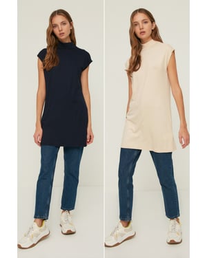 Trendyol Kvinnors Rak Modest Tunika