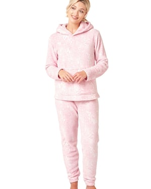 Pastel Animal Print Long Sleeve Hooded Pyjama Set