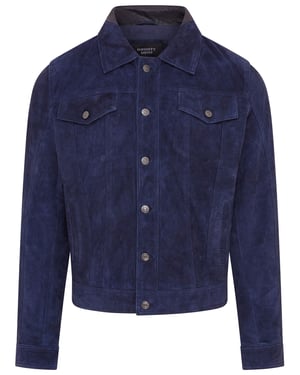 Män Marinblå get Mocka Jeansjacka- Nurmes