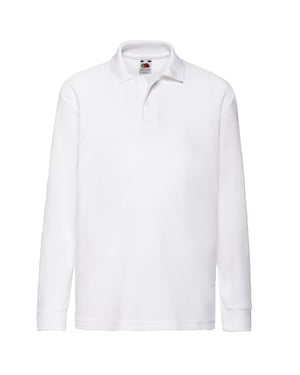Fruit Of The Loom Kinder Polo Lange Mouwen 65/35 Piqué / Kinderpolo (Wit)