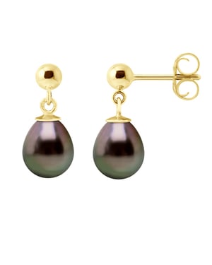 Oorbellen Echte Cultiveerde Tahiti Parel Pear 8-9 mm
