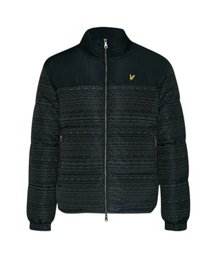 Lyle & Scott Fair Isle Reversible Black Puffer Jacket