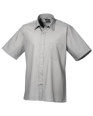 Premier Heren Korte Mouw Formele Poplin Gewoon Werk Shirt (Zilver)