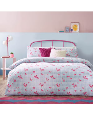 Heya Home Gingham Bows Printed Duvet Cover Set